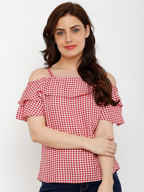 

Kraus Jeans Women Red & White Checked Top