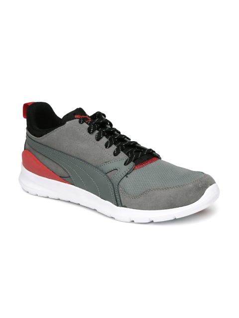 

Puma Men Grey Solid Duplex Evo Rise Suede Sneakers