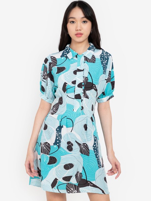 

ZALORA BASICS Women Multicoloured Printed A-Line Mini Dress, Multi
