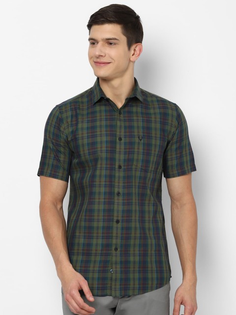 

Allen Solly Men Olive Green Slim Fit Tartan Checks Checked Casual Shirt