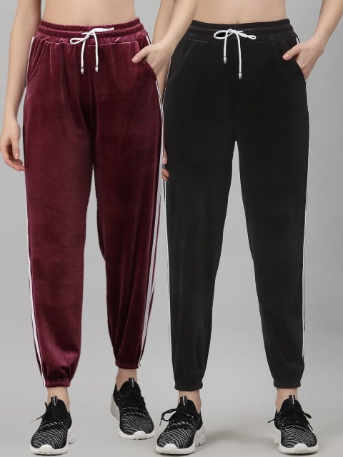 

NEUDIS Women Pack Of 2 Solid Joggers, Black