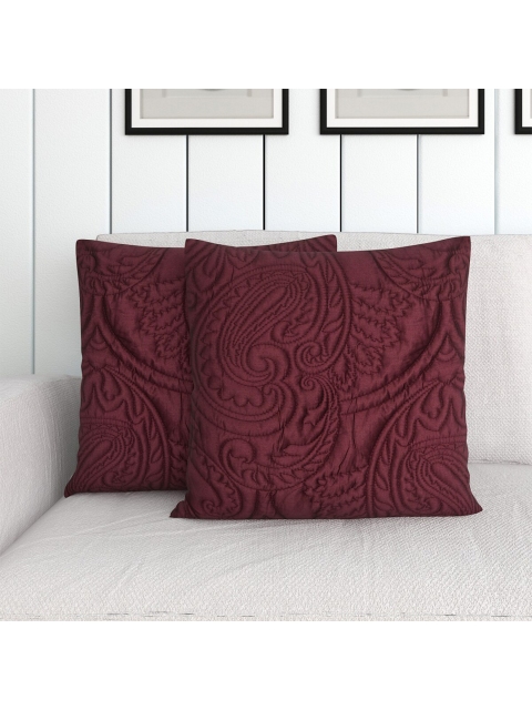 

Home Centre Maroon Set of 2 Square Cushion Covers