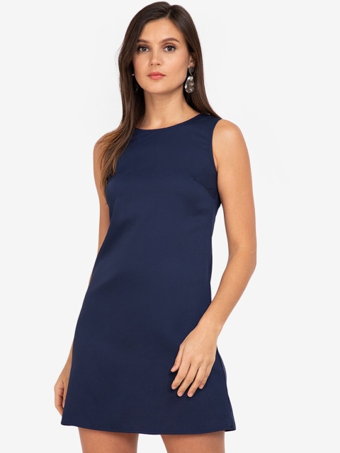 

ZALORA WORK Navy Blue Solid Sheath Mini Dress