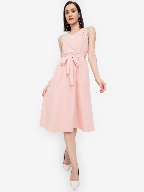 

ZALORA WORK Pink Solid Cotton Dress