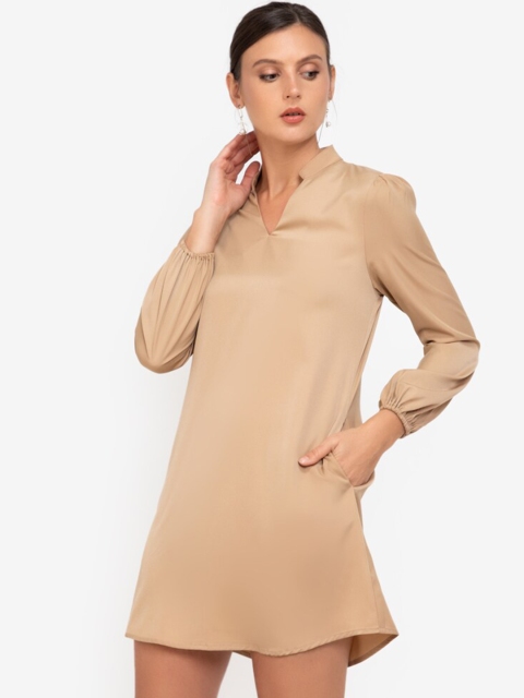 

ZALORA WORK Women Beige A-Line Mini Dress