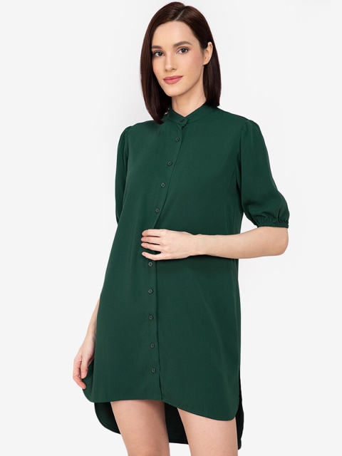 

ZALORA WORK Green High-Low Shirt Mini Dress