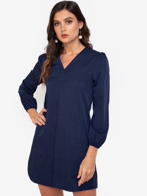 

ZALORA WORK Navy Blue Puff Sleeves Sheath Mini Dress