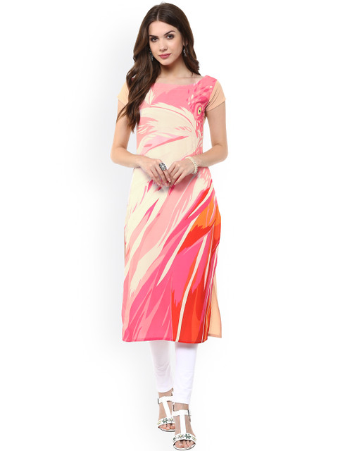 

Janasya Women Multicoloured Printed Straight Kurta, Multi