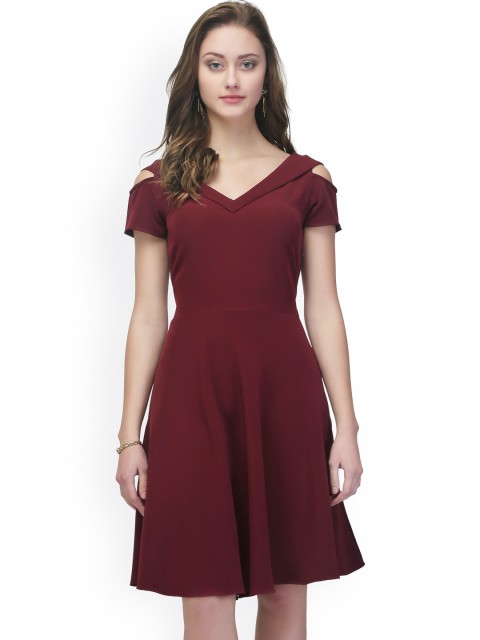 

Eavan Women Burgundy Fit and Flare Dress