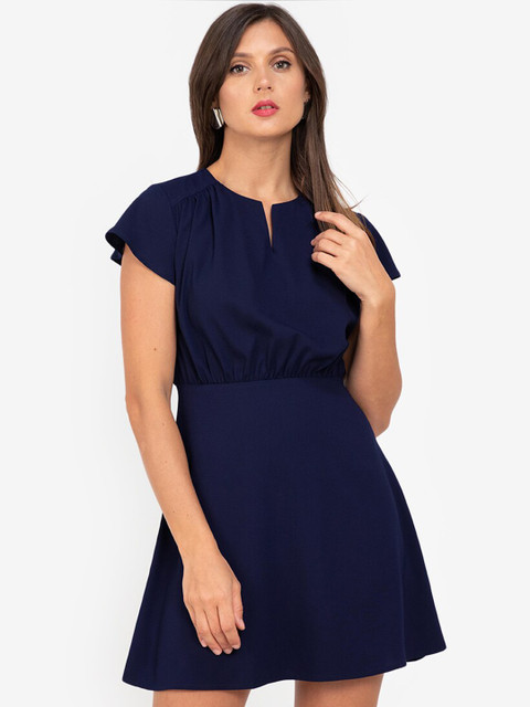 

ZALORA WORK Navy Blue Formal Flare Sleeves Mini Fit & Flare Dress