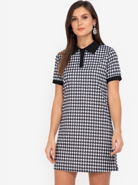 

ZALORA WORK Black Checked T-shirt Mini Dress
