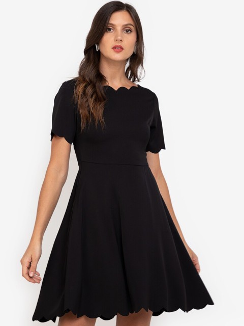 

ZALORA WORK Women Black Solid Fit & Flare Dress