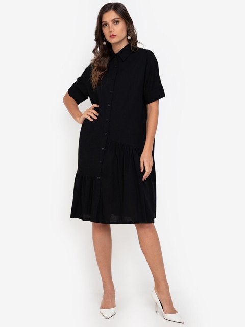 

ZALORA WORK Black Solid Shirt Dress