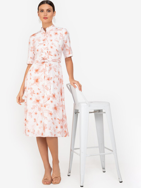 

ZALORA WORK Women Multicoloured Floral Printed A-Line Dress, Multi