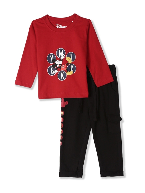 

Colt Boys Red & Black Mickey Mouse Printed Pure Cotton T-shirt with Pyjamas