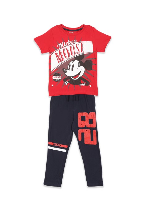 

Colt Boys Red & Navy Blue Printed Cotton T-shirt with Trousers