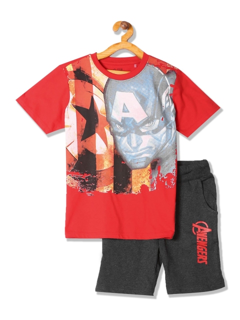 

Colt Boys Red & Black Printed Cotton T-shirt with Shorts