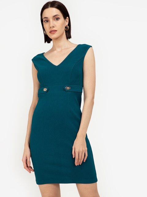 

ZALORA WORK Teal Green Solid Bodycon Mini Dress