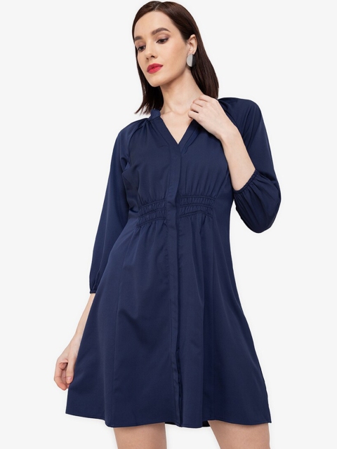 

ZALORA WORK Navy Blue A-Line Dress