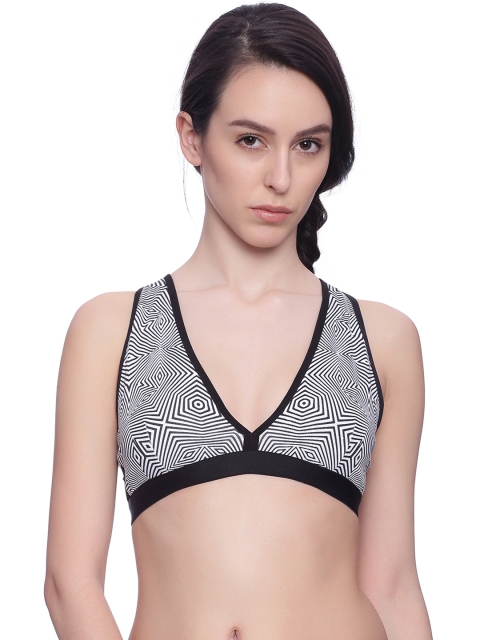 

BRAG White & Black Plunge Mesh Racer Back T-shirt Bralette BLC05BK01