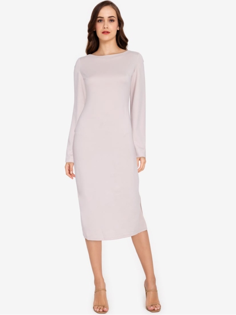 

ZALORA WORK Women Beige Sheath Dress