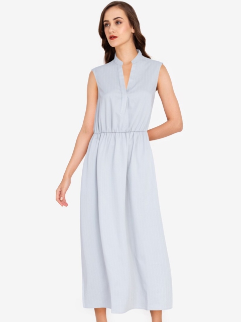 

ZALORA WORK Blue Striped Midi Dress
