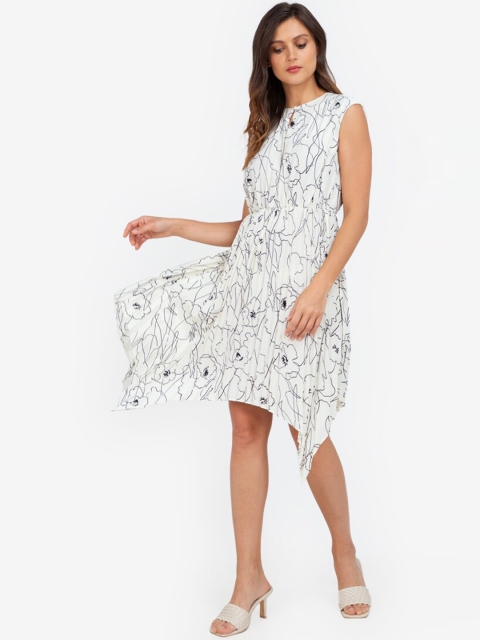

ZALORA WORK Women White & Black Floral Midi Dress