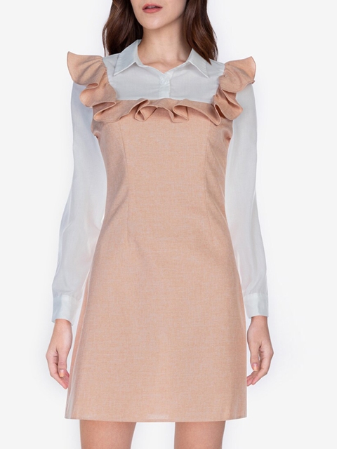 

ZALORA WORK Brown Solid Pinafore Mini Dress