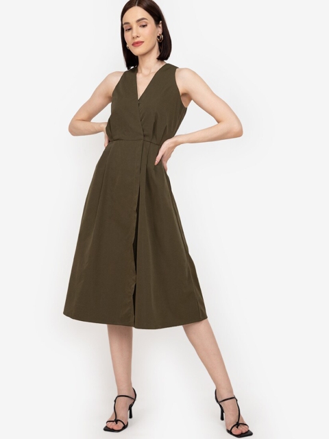 

ZALORA WORK Green Midi Wrap Dress