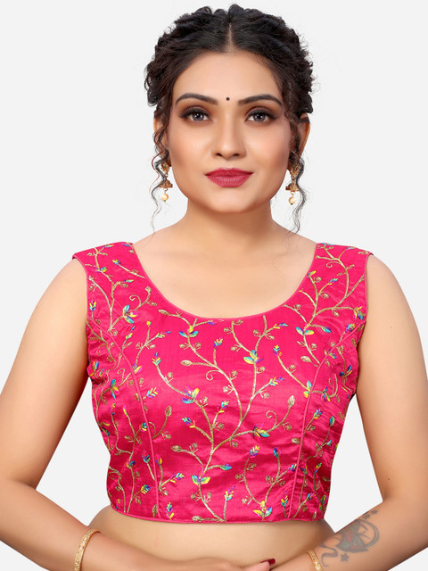 

SIRIL Women Pink & Golden Embroidered Saree Blouse