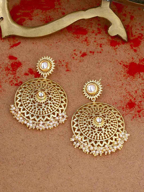 

Studio Voylla Gold-Toned Geometric Chandbalis Earrings