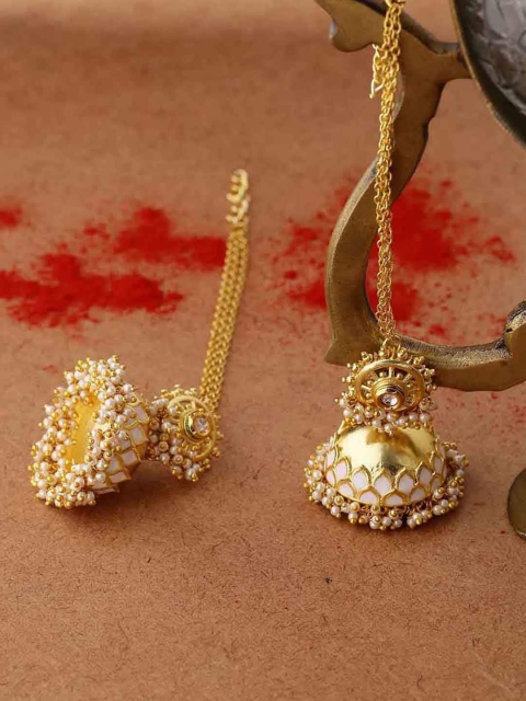 

Voylla Gold-Toned Geometric Jhumkas Earrings