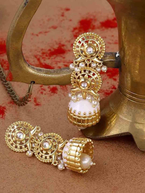 

Studio Voylla Gold-Toned Geometric Jhumkas Earrings