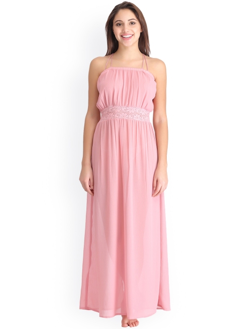 

Clovia Pink Semi-Sheer Maxi Nightdress NS0813P22