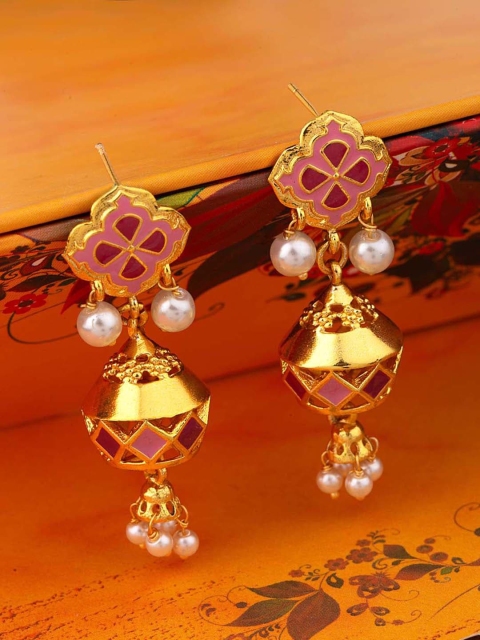 

Studio Voylla Gold-Toned Geometric Jhumkas Earrings