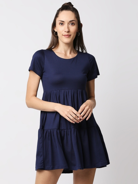 

CULT FICTION Navy Blue Empire Mini Tiered Dress