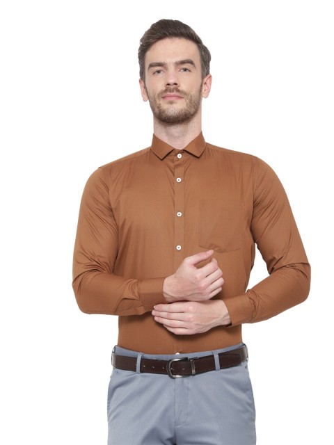 

Srey trends Men Brown Comfort Regular Fit Solid Cotton Formal Shirt