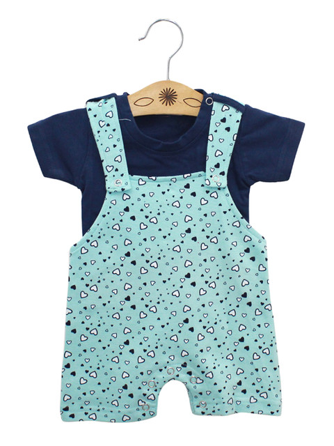 

Born Babies Kids Blue Printed Rompers