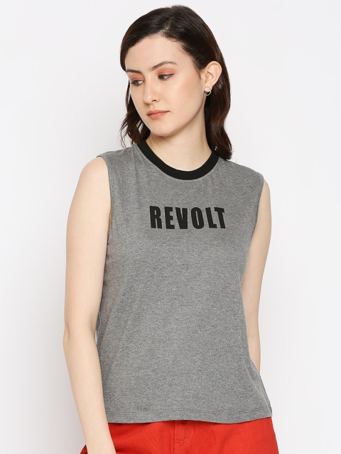 

CULT FICTION Women Grey Typography Printed T-shirt