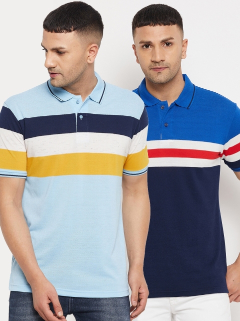 

Parcel Yard Men Blue 2 Striped Polo Collar T-shirt