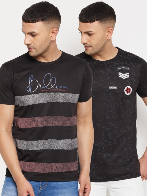 

Parcel Yard Men Black 2 Striped T-shirt