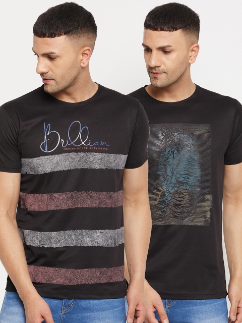 

Parcel Yard Men Pack of 2 Printed T-shirts, Black