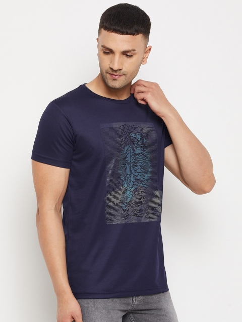 

Parcel Yard Men Black & Navy Blue Pack of 2 Striped T-shirt