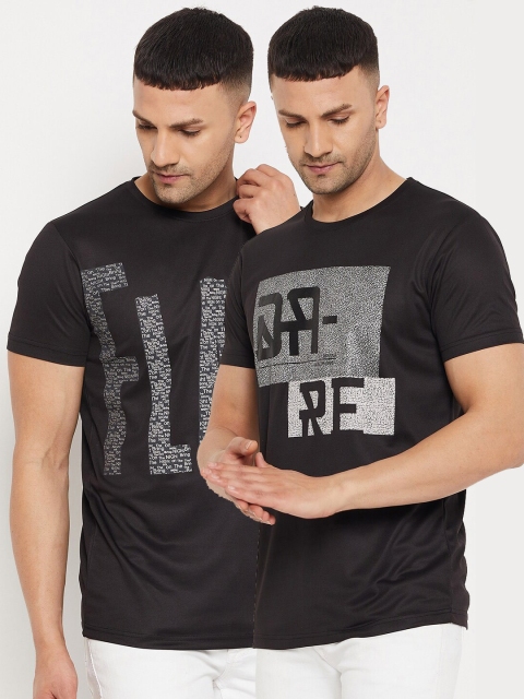

Parcel Yard Men Black Typography Printed T-shirt Pack Of 2
