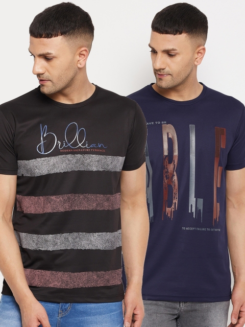 

Parcel Yard Men Black Typography 2 Striped T-shirt