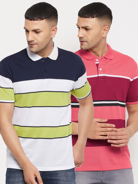 

Parcel Yard Men Multicoloured 2 Striped Polo Collar Applique T-shirt, Multi