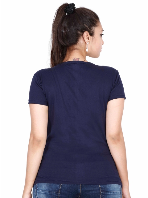 

Fleximaa Women Navy Blue Printed T-shirt