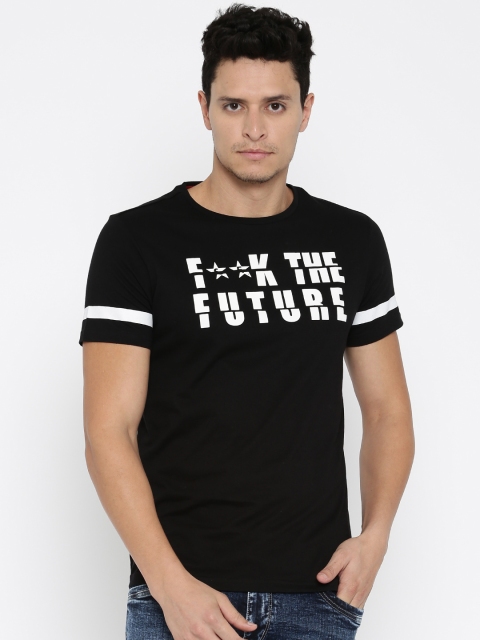 

SF JEANS by Pantaloons Men Black Printed Round Neck T-shirt