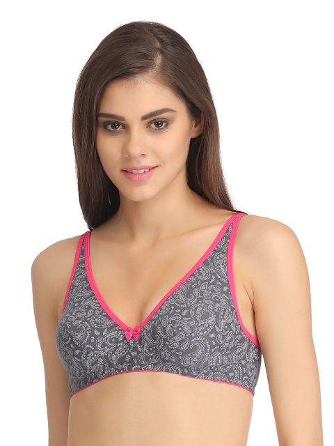 

Clovia Grey Paisley Print Full-Coverage Bra BR0652P05