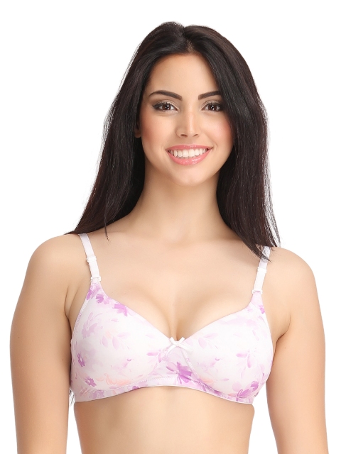 

Clovia Purple Floral Print Half-Coverage T-shirt Bra BR0757P1538